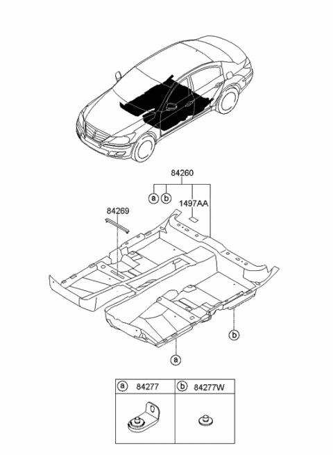 2008 Hyundai Genesis Hook-Car Mat Diagram for 84270-2B000-M5