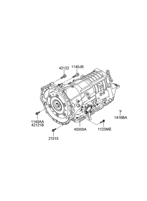 2013 Hyundai Genesis Ata & Torque Converter Assembly Diagram for 45000-4E050