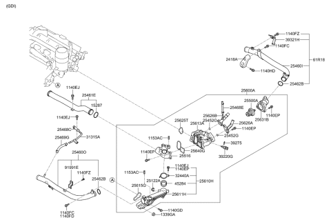 2014 Hyundai Genesis Old Body Style Coolant Pipe & Hose Diagram 3