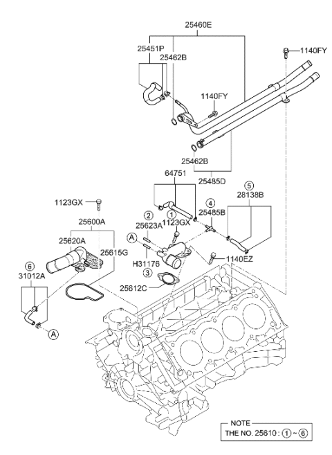 2012 Hyundai Genesis Coolant Pipe & Hose Diagram 8