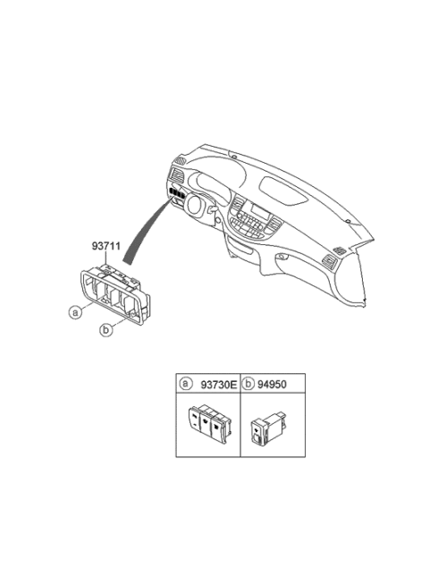 2011 Hyundai Genesis Switch Assembly-Crash Pad,LH Diagram for 93730-3M260-RY