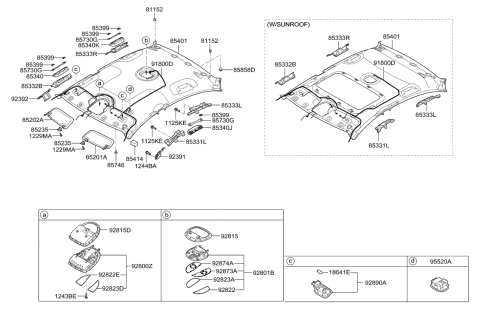 2014 Hyundai Genesis Old Body Style Sunvisor & Head Lining Diagram 1