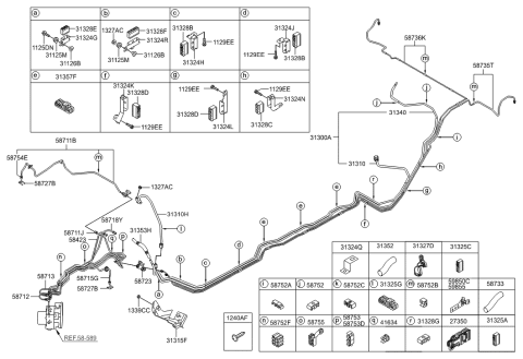 2014 Hyundai Genesis Clamp-Fuel Tube Diagram for 31324-3M700