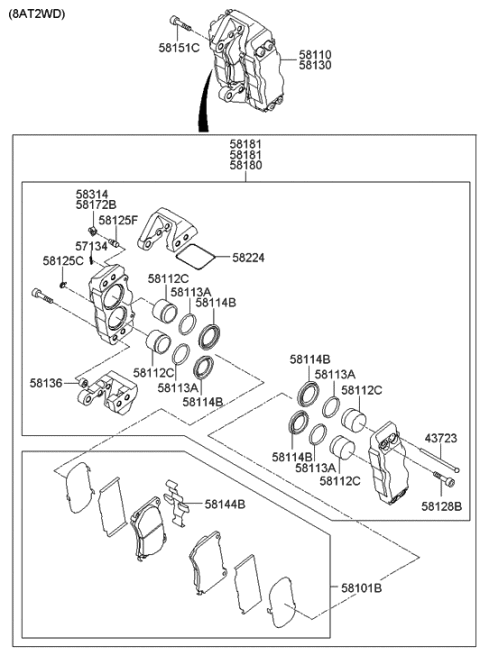 2014 Hyundai Genesis Old Body Style Front Axle & Brake Assy Diagram 3
