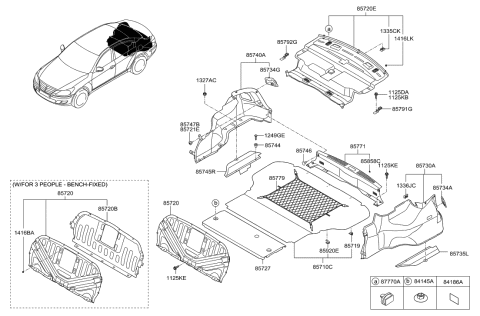 2008 Hyundai Genesis Clip-Side Garnish Mounting Diagram for 87702-H1000