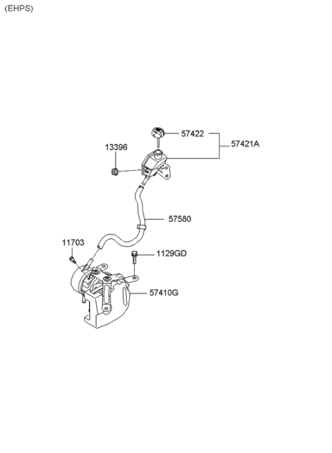 2013 Hyundai Genesis Motor Pump Unit Assembly-Ehps Diagram for 57410-3M500