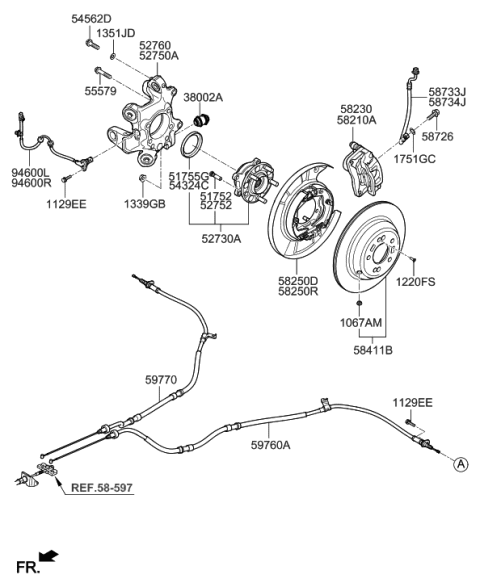 2008 Hyundai Genesis Cable Assembly-Parking Brake,RH Diagram for 59770-3M010