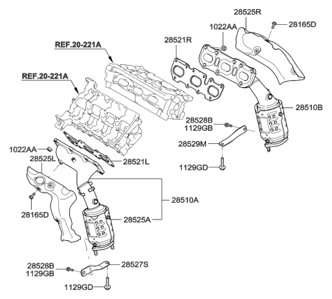 2009 Hyundai Genesis Protector-Heat,RH Diagram for 28525-3C620