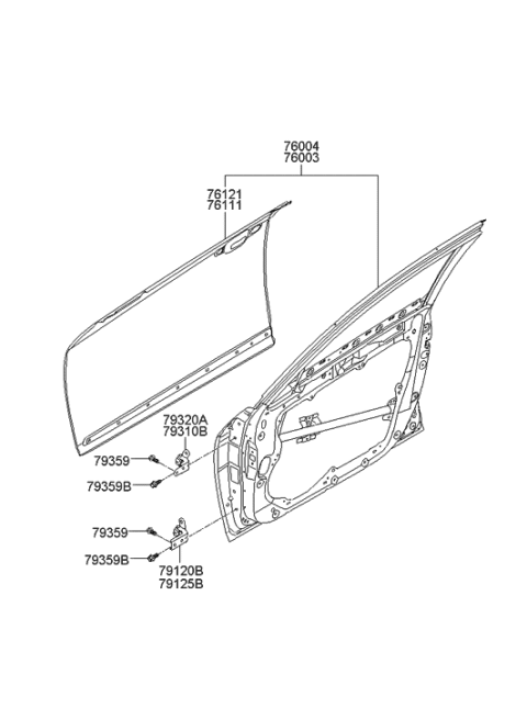 2009 Hyundai Genesis Panel-Front Door Outer,LH Diagram for 76111-3M000