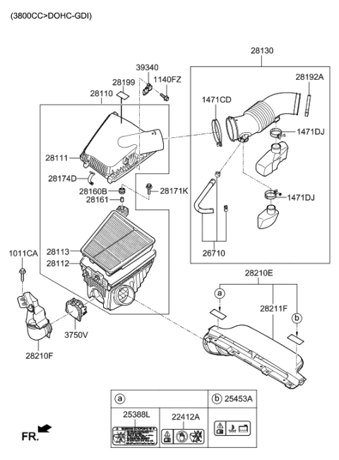 2014 Hyundai Genesis Old Body Style Air Cleaner Diagram 7