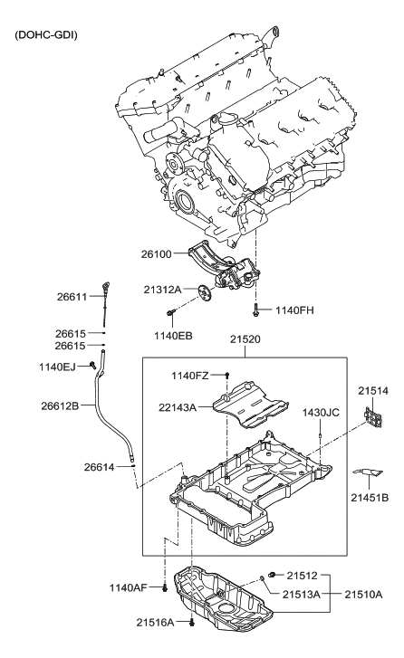 2014 Hyundai Genesis Old Body Style Belt Cover & Oil Pan Diagram 4