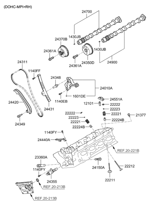 2014 Hyundai Genesis Old Body Style Camshaft & Valve Diagram 7