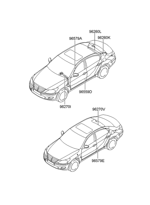 2010 Hyundai Genesis Extention Cable-Gps Antenna Diagram for 96559-3M500