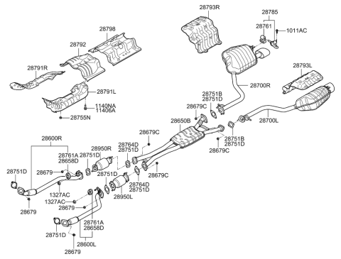 2014 Hyundai Genesis Old Body Style Muffler & Exhaust Pipe Diagram 5