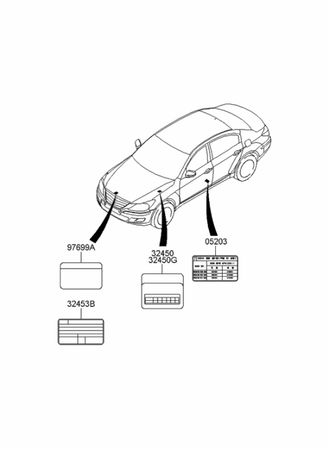 2014 Hyundai Genesis Old Body Style Label Diagram 3