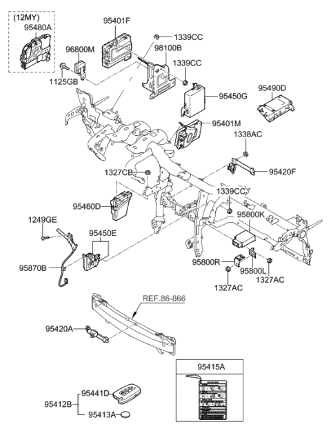 2008 Hyundai Genesis Brake Control Module Unit Assembly Diagram for 95400-3M820