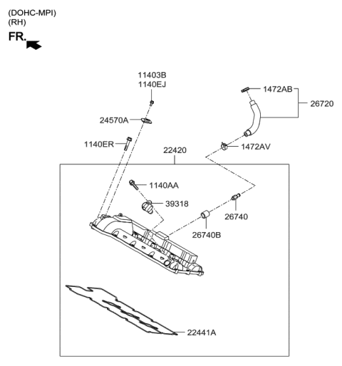 2014 Hyundai Genesis Old Body Style Rocker Cover Diagram 16