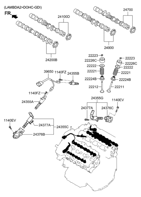 2014 Hyundai Genesis Old Body Style Camshaft & Valve Diagram 3