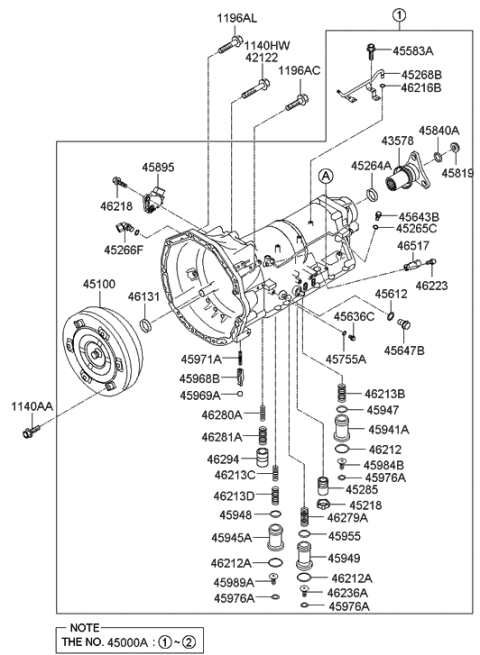 2010 Hyundai Genesis Transaxle Assy-Auto Diagram 1