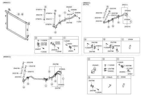 2011 Hyundai Genesis Hose-Oil Cooling Diagram for 25421-3M410