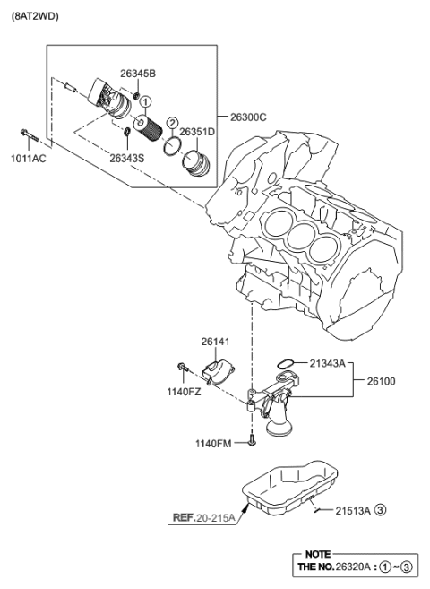 2009 Hyundai Genesis Front Case & Oil Filter Diagram 2