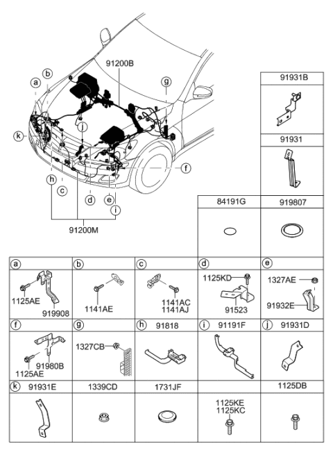 2012 Hyundai Genesis Wiring Assembly-Front Diagram for 91297-3M140