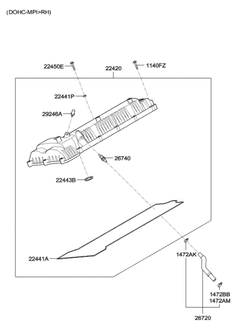 2014 Hyundai Genesis Old Body Style Rocker Cover Diagram 7