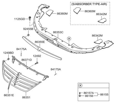 2009 Hyundai Genesis Radiator Grille Diagram 1