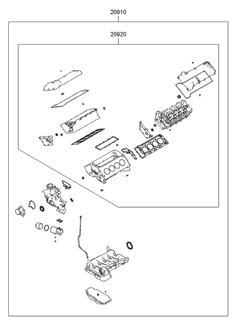 2014 Hyundai Genesis Old Body Style Engine Gasket Kit Diagram 5