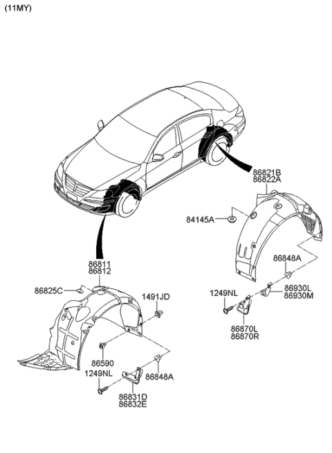 2014 Hyundai Genesis Old Body Style Wheel Gaurd Diagram 2