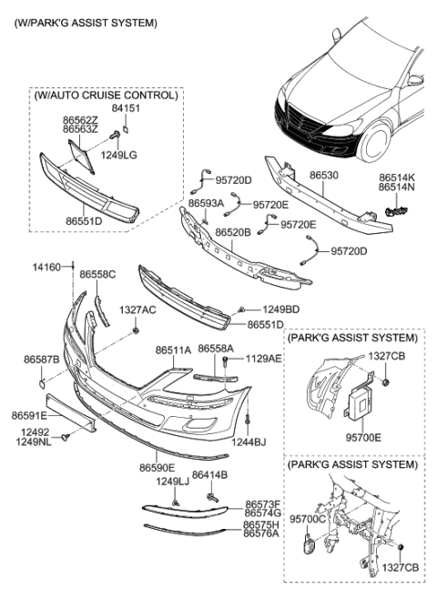 2014 Hyundai Genesis Old Body Style Front Bumper Diagram 2