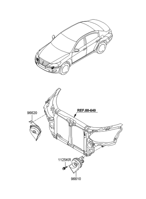 2014 Hyundai Genesis Horn Assembly-Low Pitch Diagram for 96610-3M000