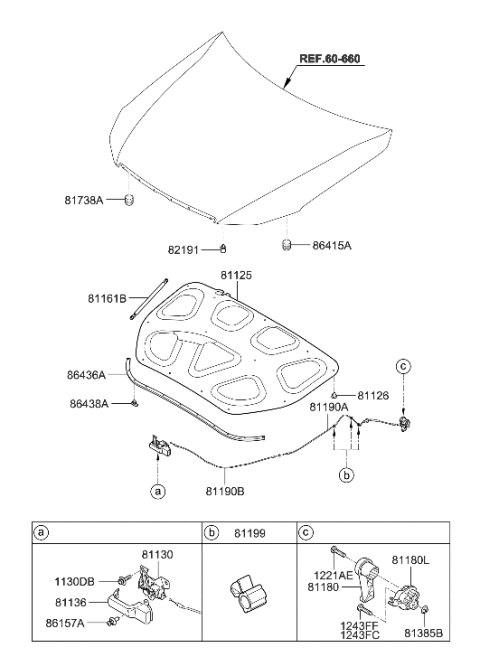 2014 Hyundai Genesis Old Body Style Hood Trim Diagram