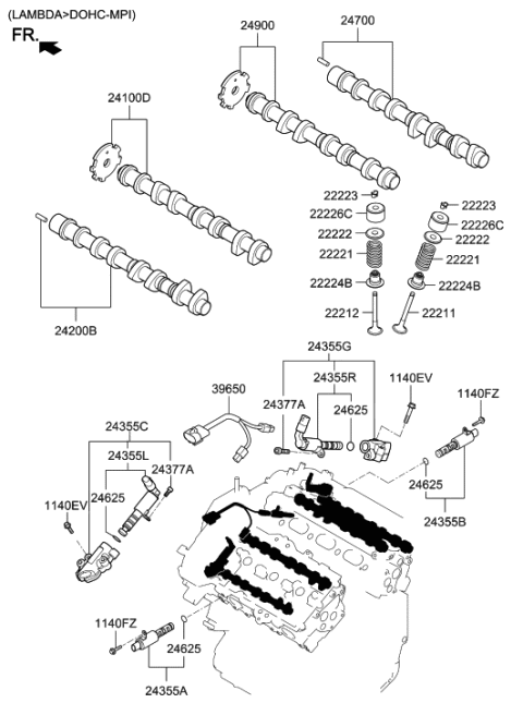 2011 Hyundai Genesis Seal-Valve Stem Diagram for 22224-3CAA0