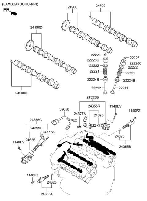 2008 Hyundai Veracruz Seal-Valve Stem Diagram for 22224-3CAA0