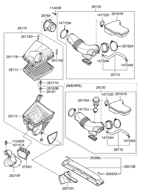 2014 Hyundai Genesis Old Body Style Air Cleaner Diagram 5