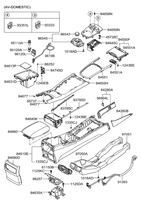 2014 Hyundai Genesis Old Body Style Floor Console Diagram 2