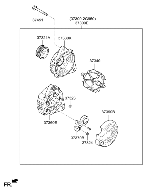 2009 Hyundai Sonata Regulator Assembly-Generator Diagram for 37370-2G400