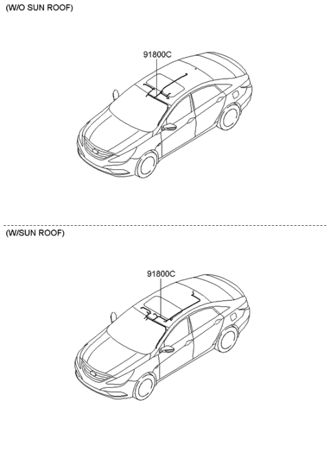 2010 Hyundai Sonata Wiring Assembly-Roof Diagram for 91800-3Q080