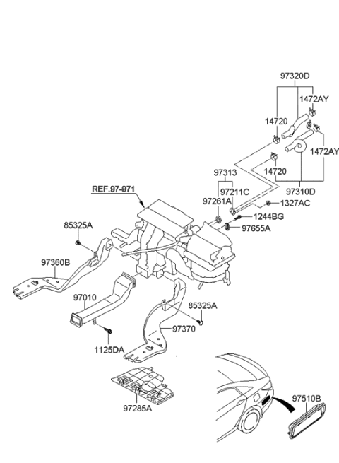 2009 Hyundai Sonata New Body Style Heater System-Duct & Hose Diagram