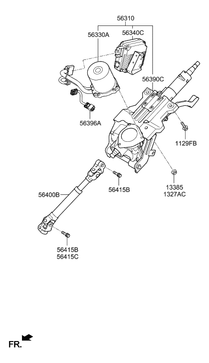 2010 Hyundai Sonata New Body Style Steering Column & Shaft Diagram