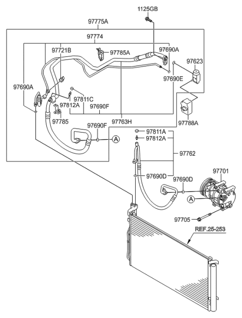 2009 Hyundai Sonata New Body Style Air conditioning System-Cooler Line Diagram 1