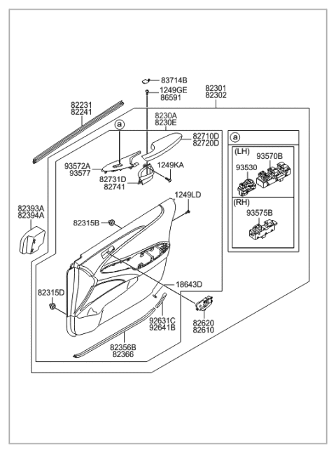 2023 Hyundai Nexo Power Window Main Switch Assembly Diagram for 93570-3S000-RAS