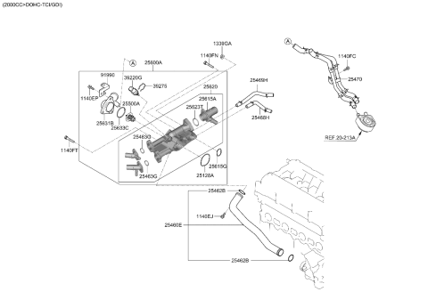 2013 Hyundai Sonata Coolant Pipe & Hose Diagram 1