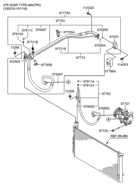 2013 Hyundai Sonata Air conditioning System-Cooler Line Diagram 2