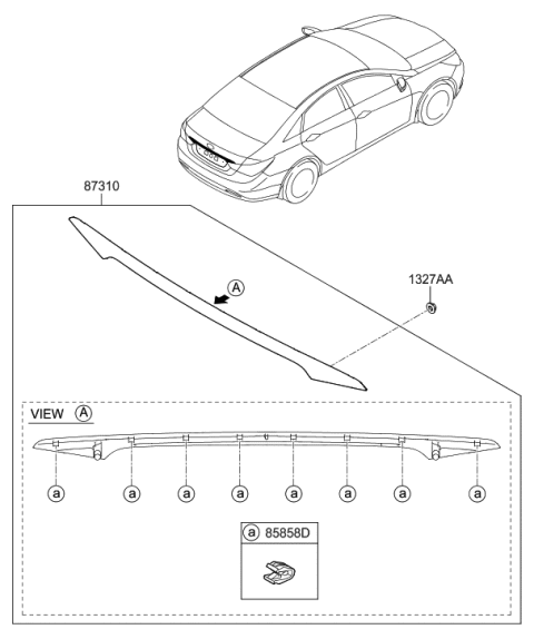 2009 Hyundai Sonata New Body Style Back Panel Moulding Diagram