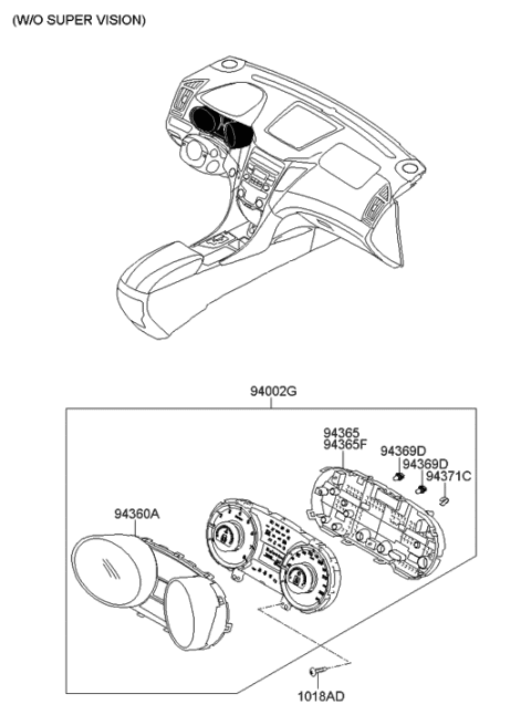 2011 Hyundai Sonata Cluster Assembly-Instrument Diagram for 94001-3Q021