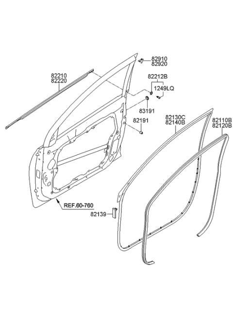 2013 Hyundai Sonata Weatherstrip-Front Door Body Side LH Diagram for 82110-3S000-RY