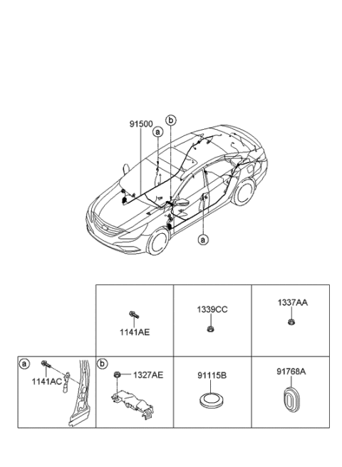 2012 Hyundai Sonata Wiring Assembly-Floor Diagram for 91500-3Q191