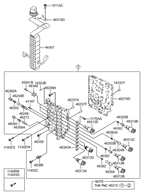 2012 Hyundai Sonata Transmission Valve Body Diagram 1